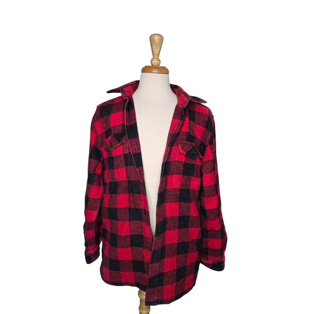 Dakota Heavy Flannel‎ Buffalo Plaid Shirt Jacket Red Black Lumberjack Workwear L - Picture 3 of 9